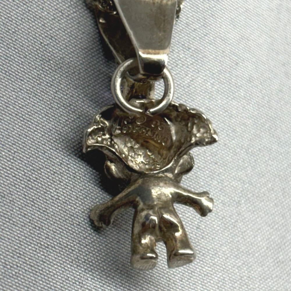Carol Felley Troll Doll Necklace Unisex OS Silver Excellent 1995 Sterling 925